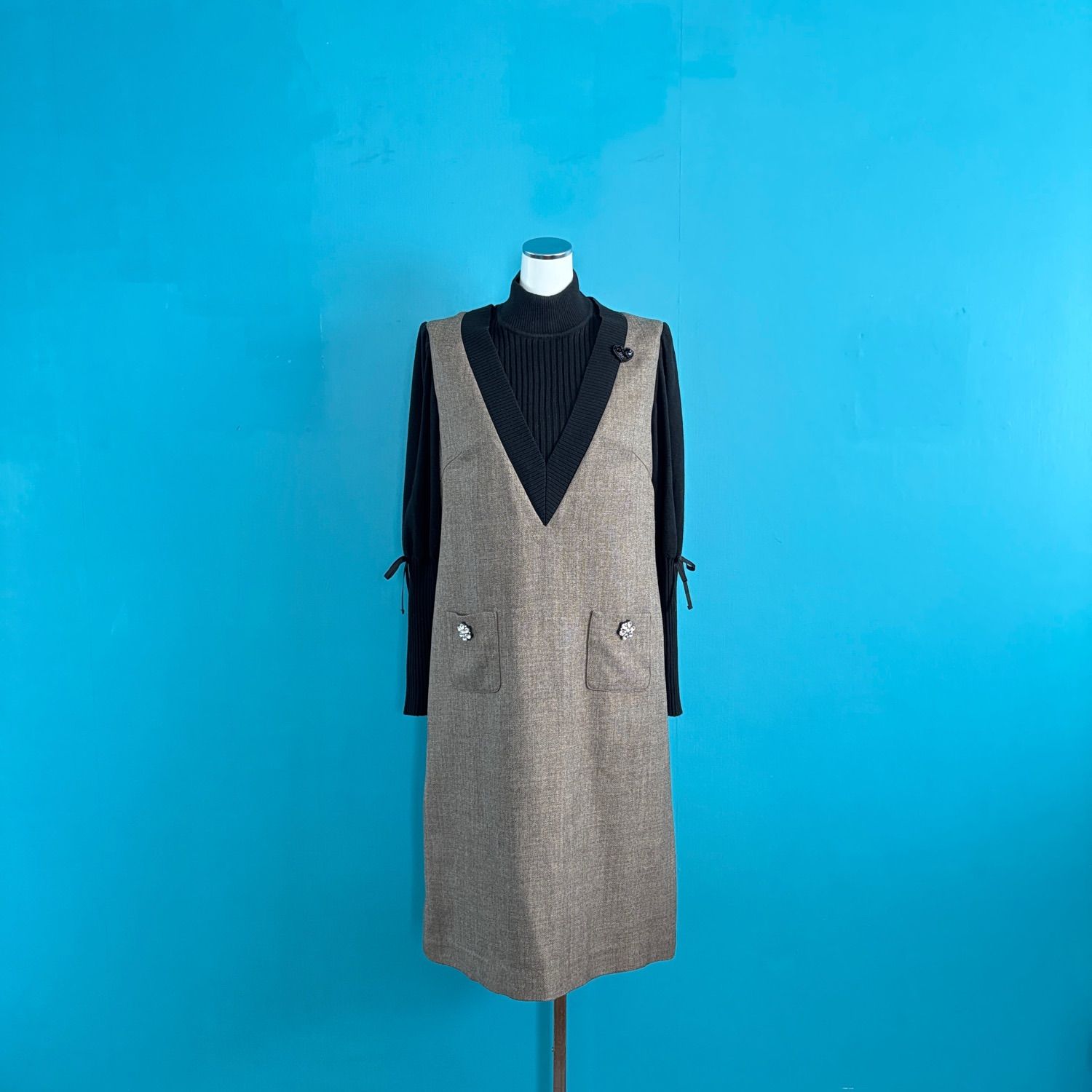 1177 新品タグ付 スーパービューティー ツイード ドッキングワンピース