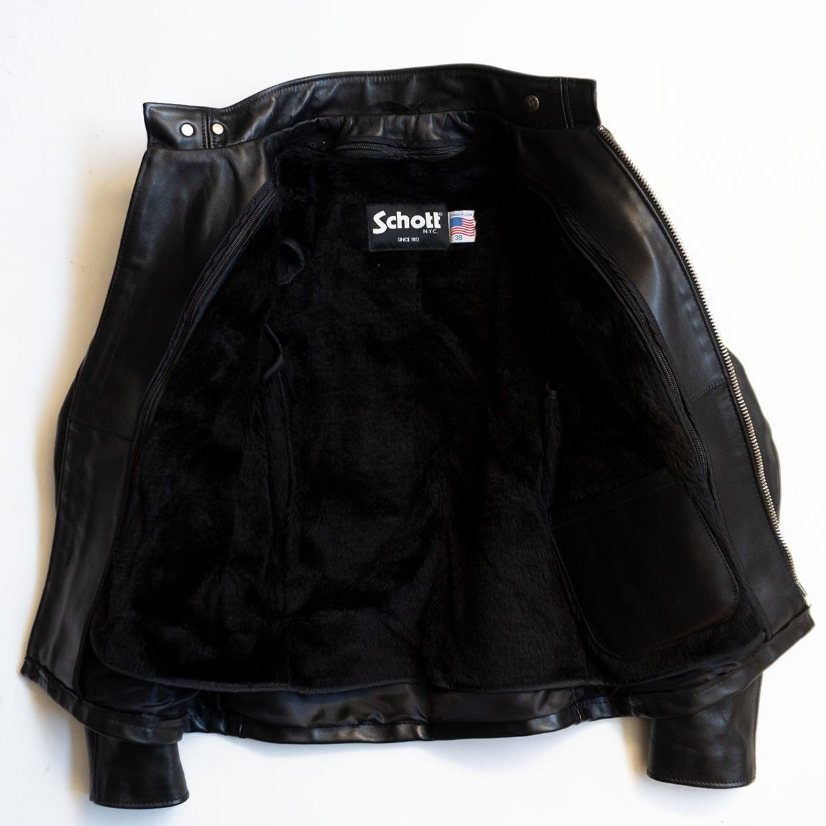 SCHOTT 641 シングルライダースジャケット ボアライナー 38 L相当 美品】SCHOTT【641/シングルライダースジャケット】38 ボアライナー