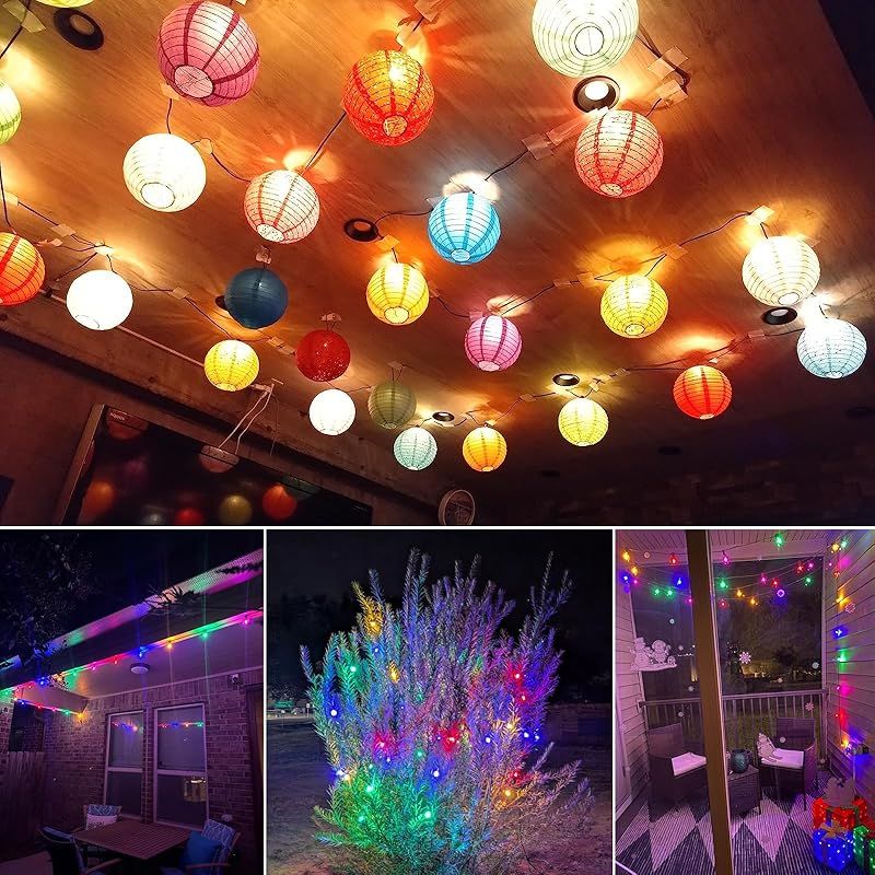 防雨型LEDストリングライト 15M 25個多彩LED電球付き E12口金 2700K