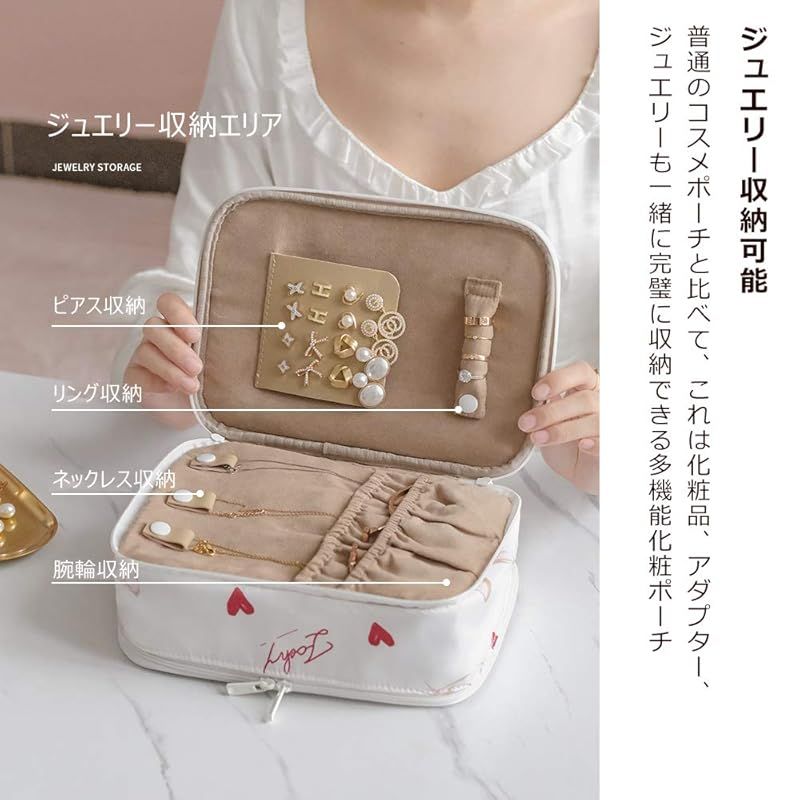 NEOVIVA 化粧ポーチ ジュエリー収納 メイクボックス 2 in 1 大容量