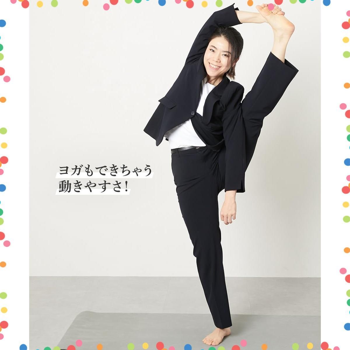 レディーススーツ タテヨコストレッチテーラードパンツスーツ