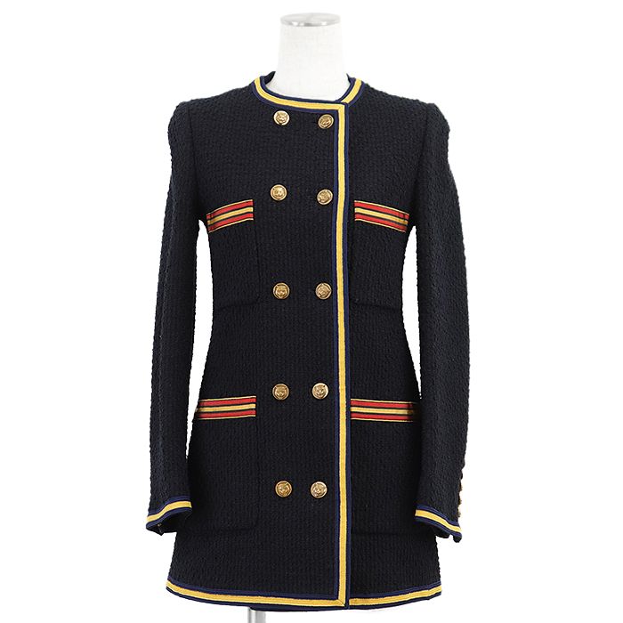 極美品】GUCCI グッチ ツイードジャケット タイガー 虎 ゴールドメタル