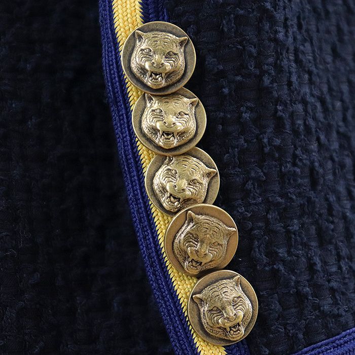 極美品】GUCCI グッチ ツイードジャケット タイガー 虎 ゴールドメタル