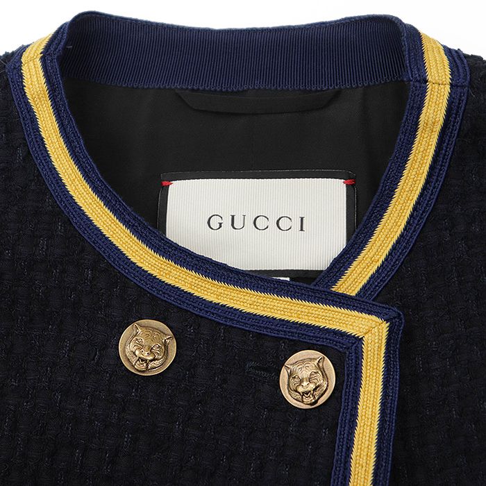極美品】GUCCI グッチ ツイードジャケット タイガー 虎 ゴールドメタル