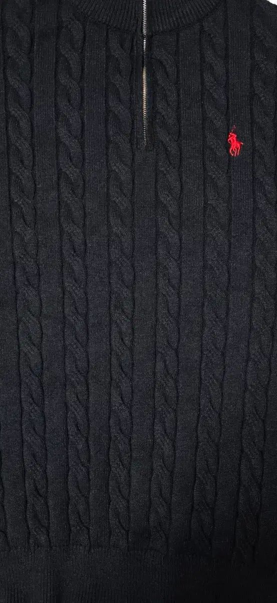ポロラルフローレン ケーブルニット ハーフジップ ブラック L - メルカリ