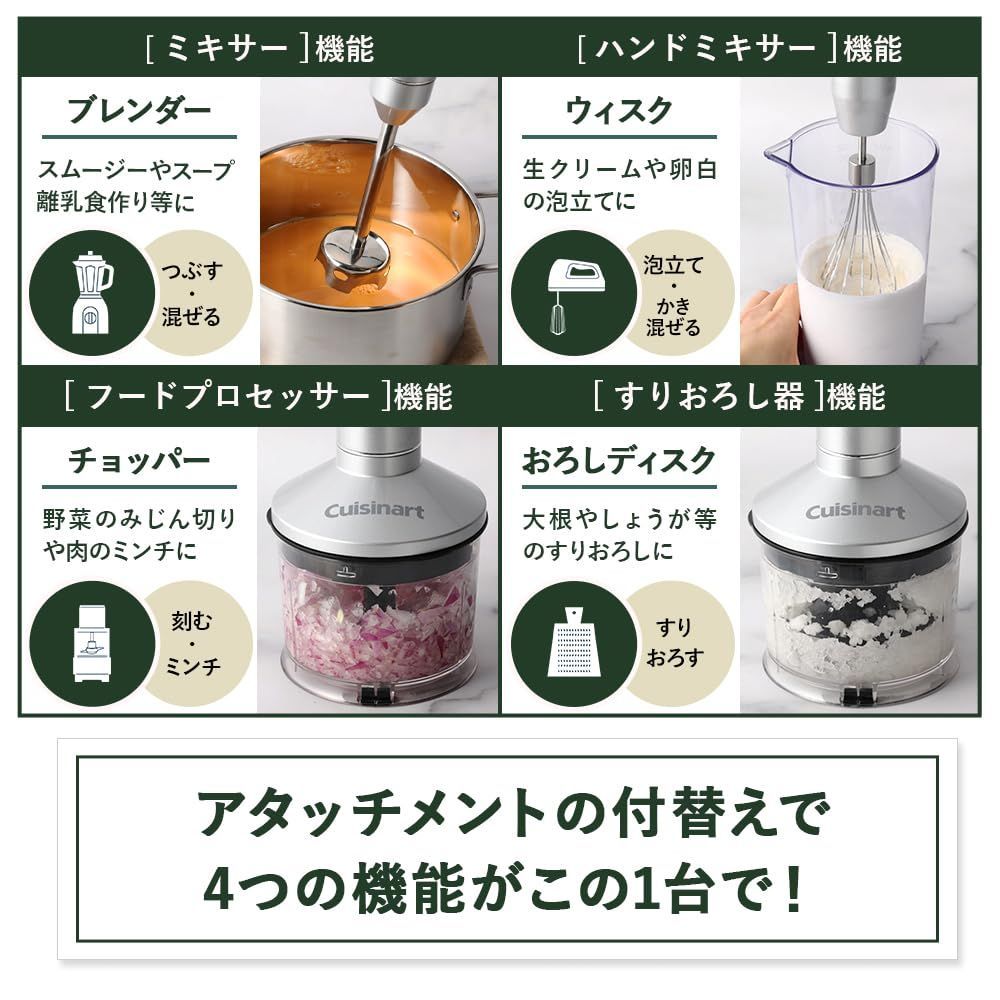 クイジナート コードレス 充電式 ハンドブレンダー チョッパー付