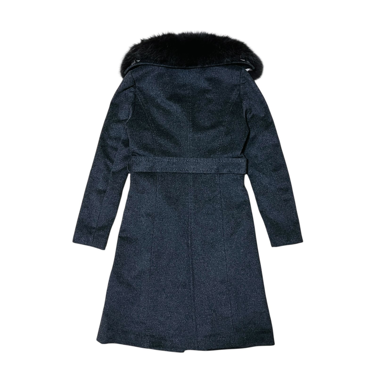 INED アンゴラ混　2way フォックスファー　Aライン　ロング　コート クードシャンス CdeC フォックスファー アンゴラ混 ロングコート 34 XS