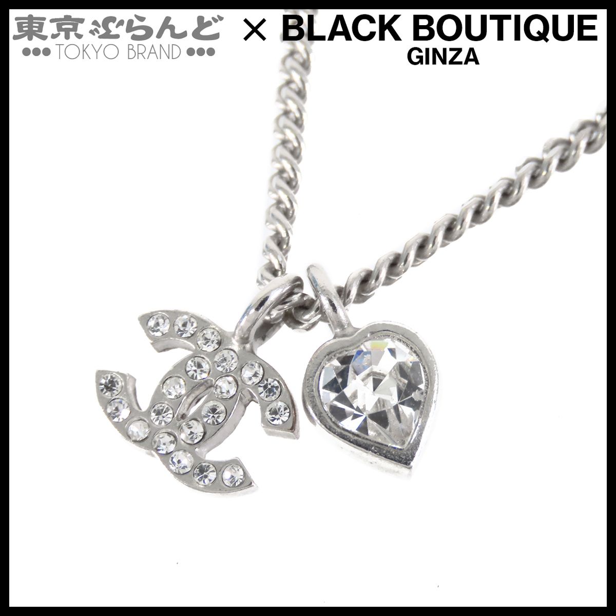 シャネル CHANEL ネックレス シルバー メタル ラインストーン ココ