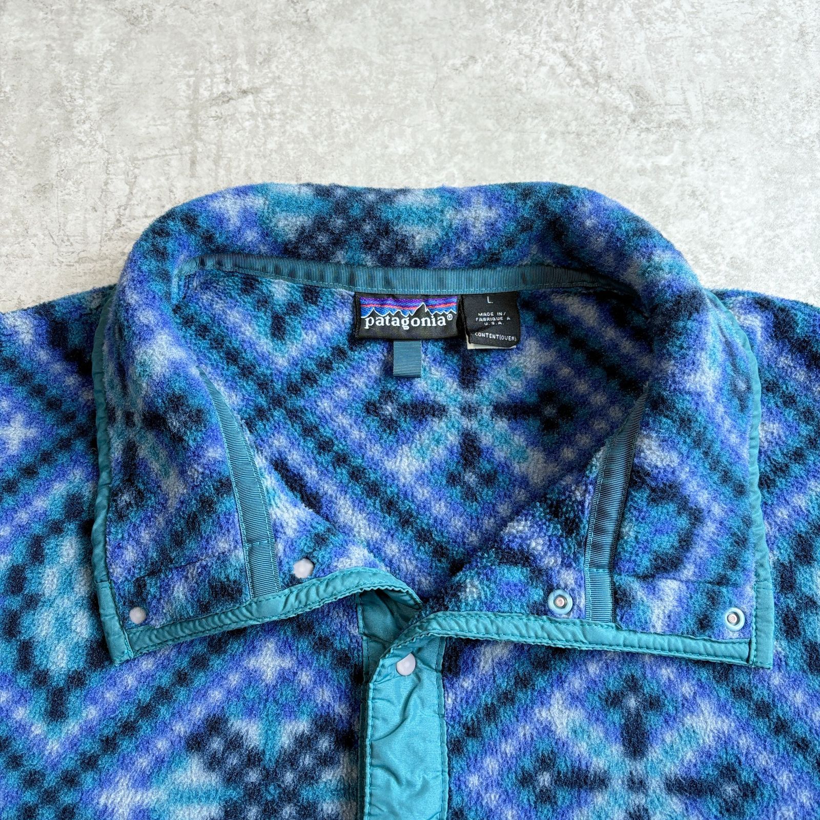 極美品 90s パタゴニア シンチラ スナップT 総柄 ブルー USA製 M USA 