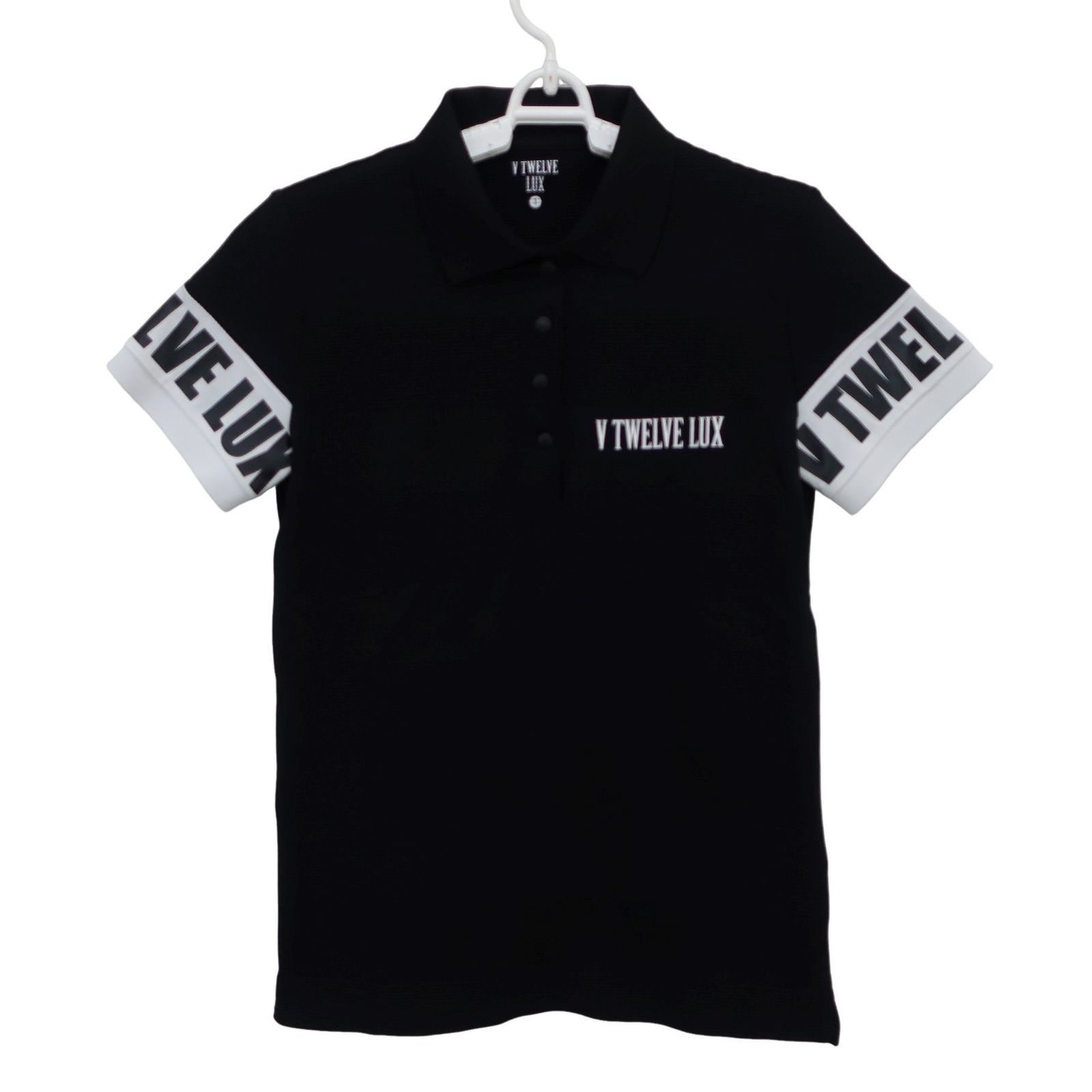 ※訳あり新品未使用タグ付き※V12ポロシャツ 美品】V12(ヴィトゥエルブ) ポロシャツ 黒 レディース 1 VLX2111-CT01