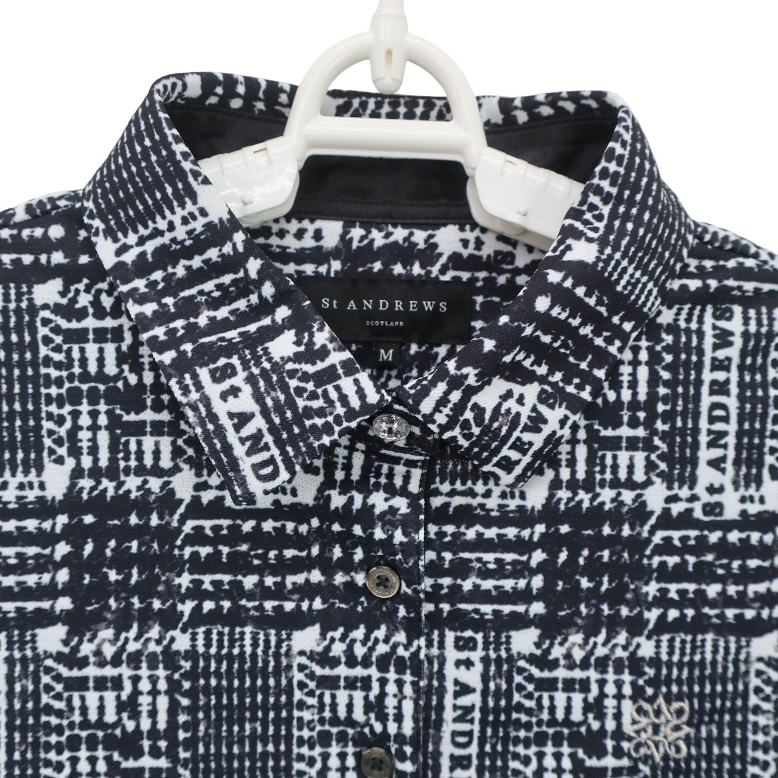 未使用品】St ANDREWS(セントアンドリュース) ポロシャツ 白黒総柄