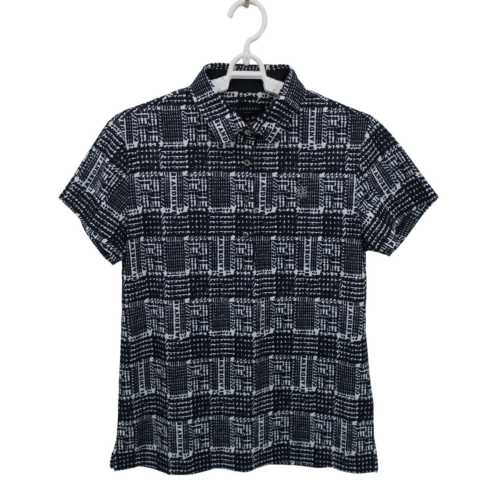 未使用品】St ANDREWS(セントアンドリュース) ポロシャツ 白黒総柄