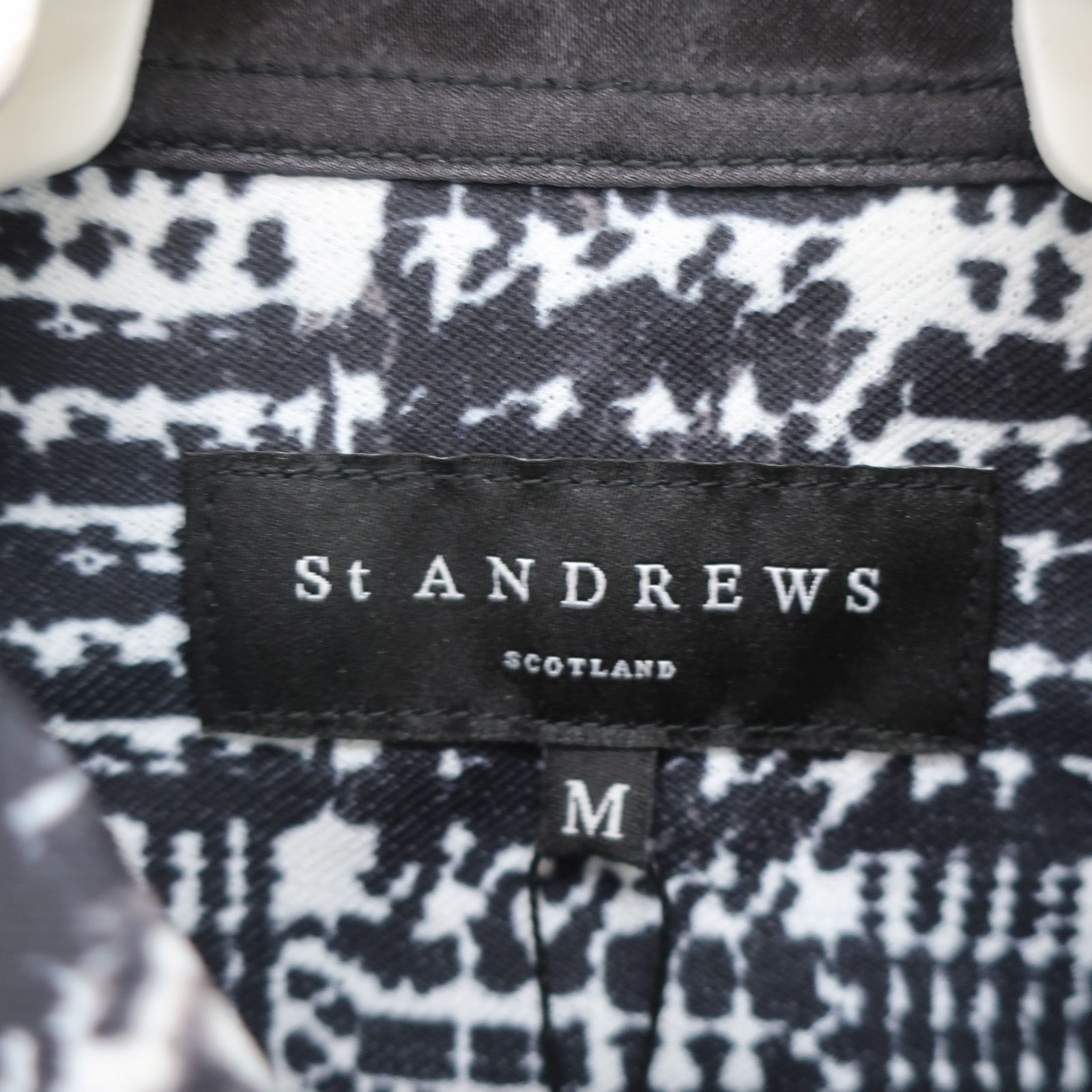 未使用品】St ANDREWS(セントアンドリュース) ポロシャツ 白黒総柄