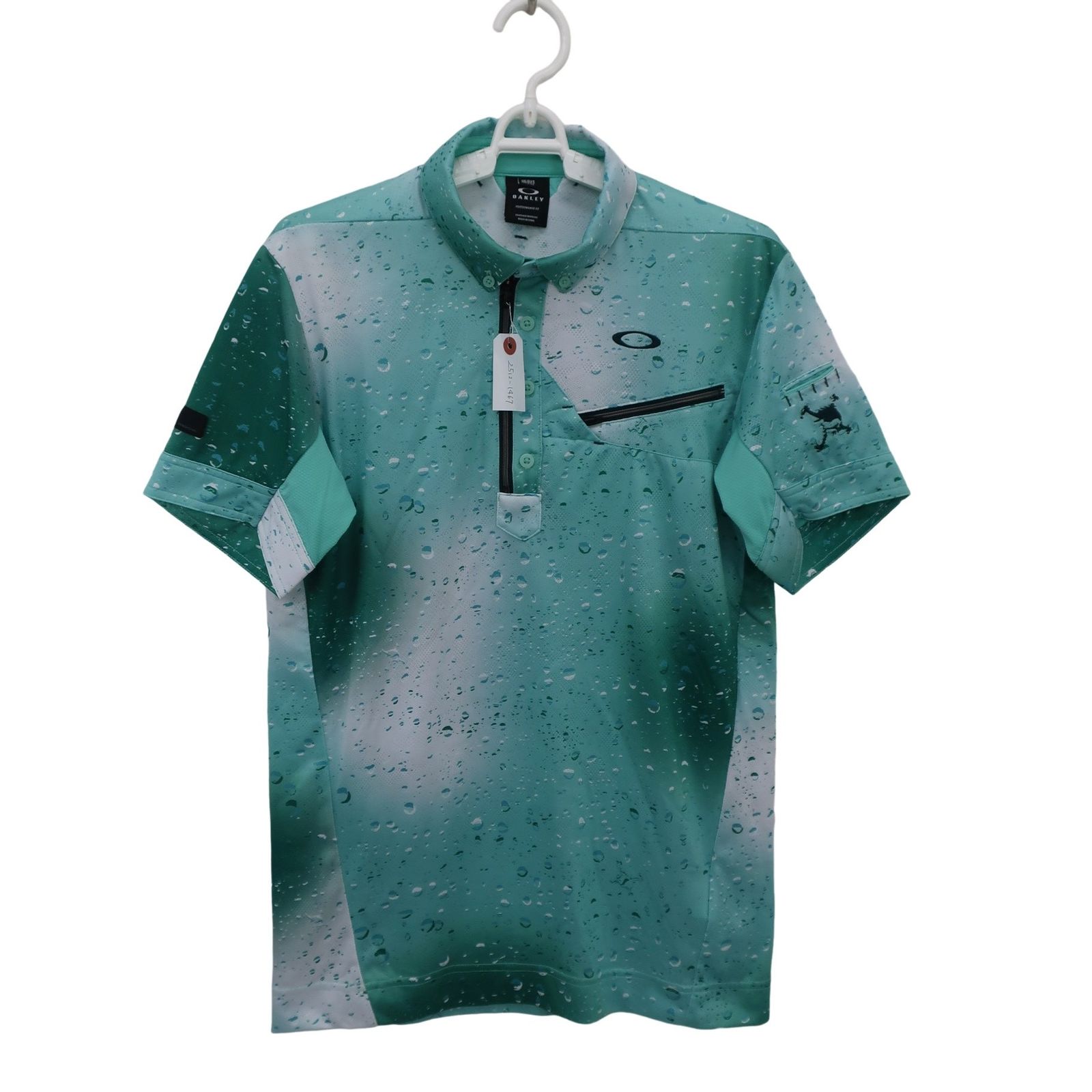 美品】OAKLEY(オークリー) ハーフジップポロシャツ 緑総柄 メンズ M