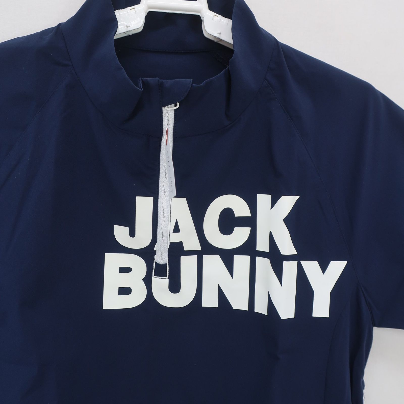 美品】Jack Bunny(ジャックバニー) 半袖ハーフジップシャツ ネイビー
