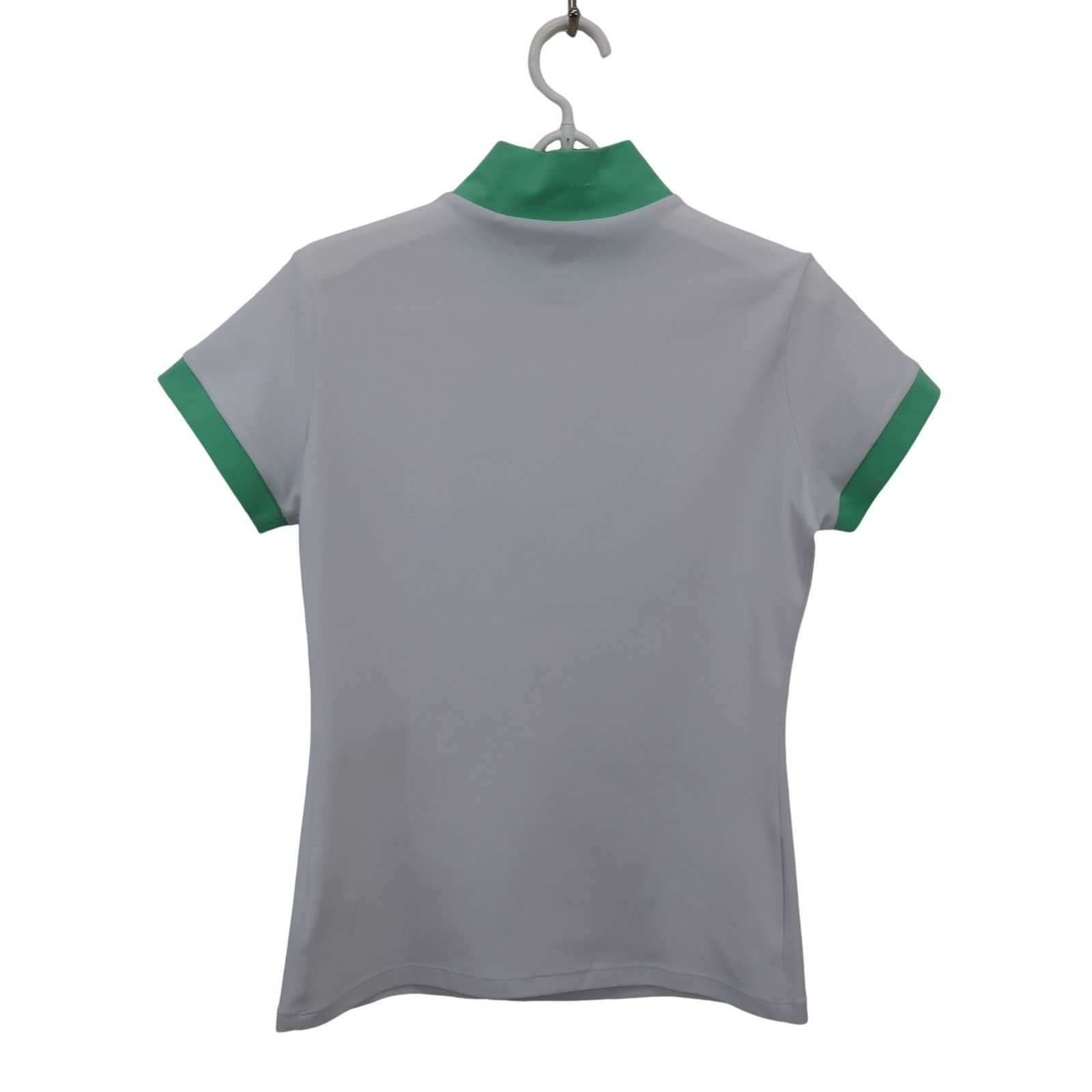 美品】DESCENTE(デサント) 半袖モックネックシャツ 白ミントグリーン