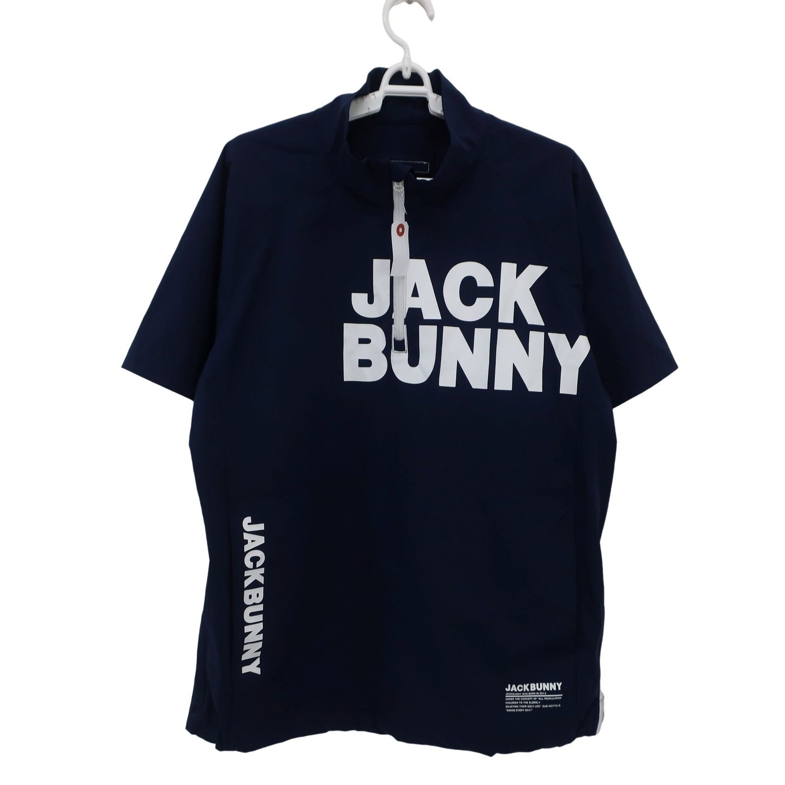 Jack Bunny(ジャックバニー) 半袖ハーフジップシャツ ネイビー メンズ