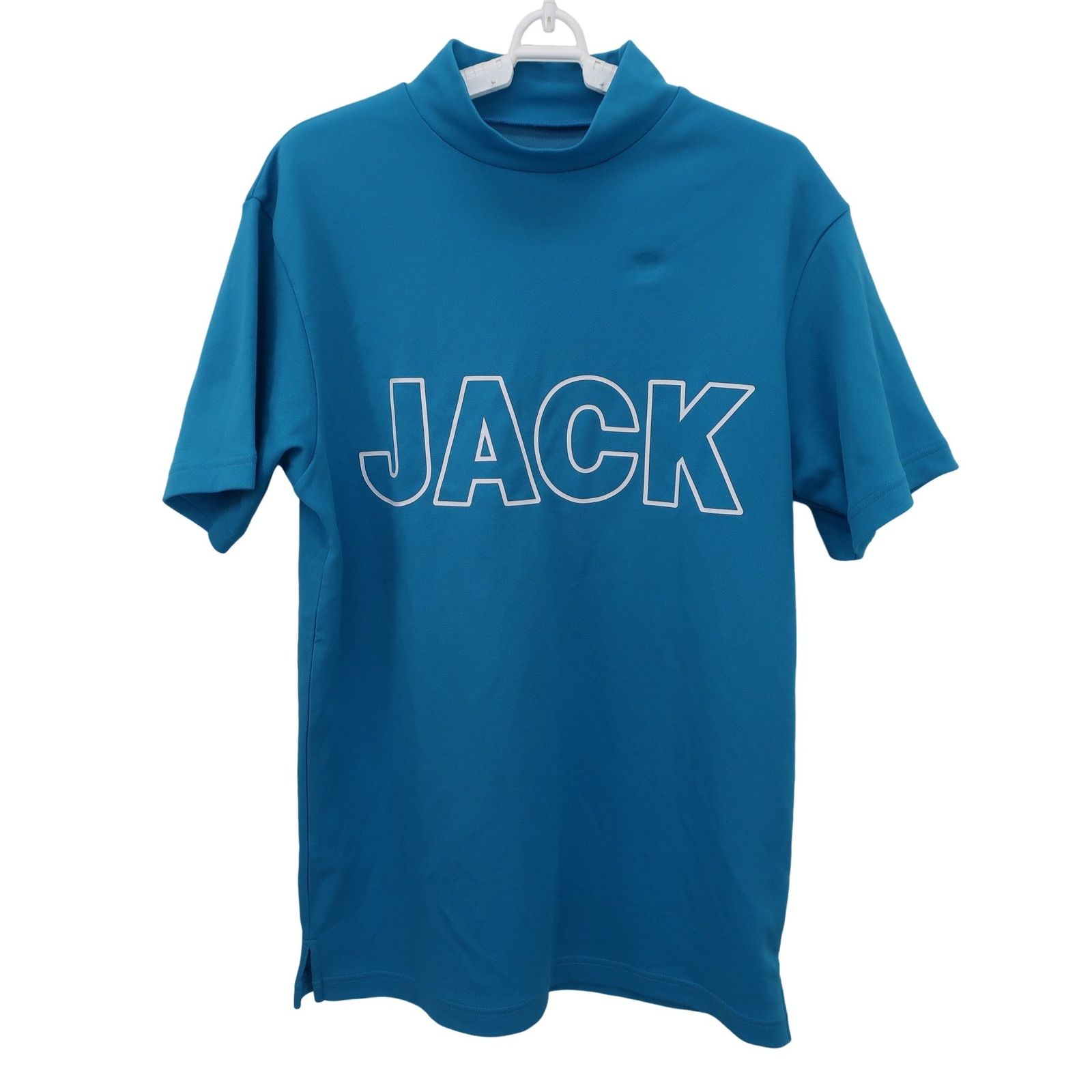 ブルー 3サイズS モックネックシャツ ジャックバニー 新品 ゴルフウェア 美品】Jack Bunny(ジャックバニー) 半袖モックネックシャツ 水色