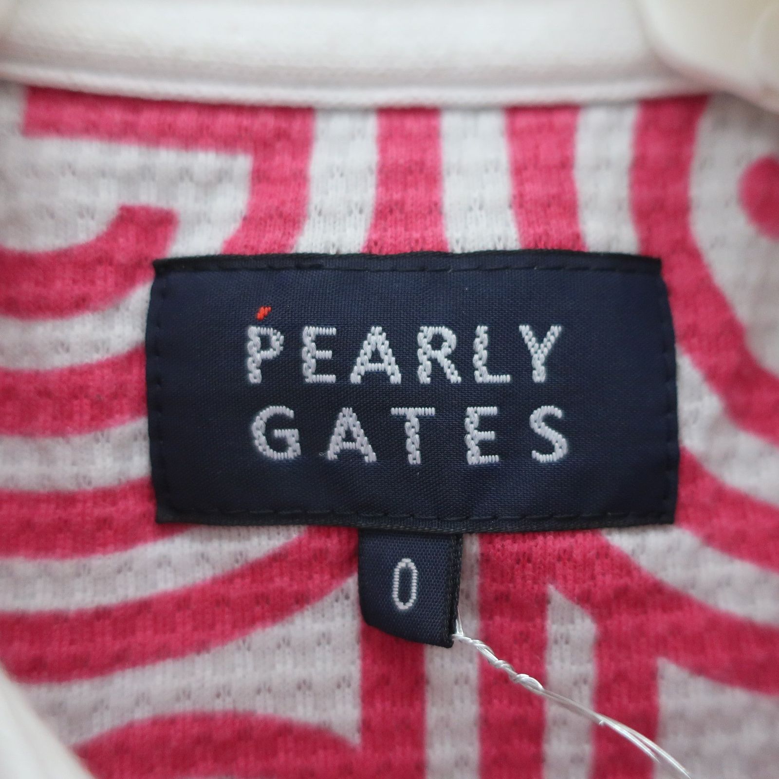 【極美品】パーリーゲイツ　ノースリーブポロシャツ　総柄　ピンク　ホワイト　ゴルフ PEARLY GATES(パーリーゲイツ) ノースリーブポロシャツ 白ピンク総柄