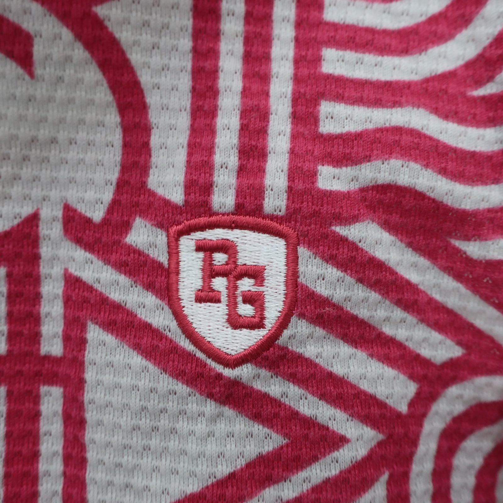 PEARLY GATES(パーリーゲイツ) ノースリーブポロシャツ 白ピンク総柄