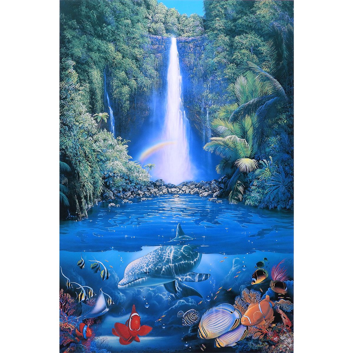 ラッセン カハナ フォールズ 風景画 動物画 イルカ 作家直筆サイン