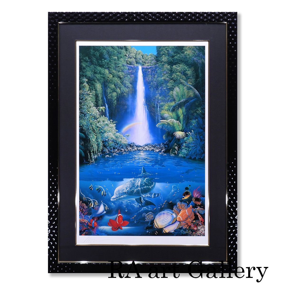 ラッセン カハナ フォールズ 風景画 動物画 イルカ 作家直筆サイン