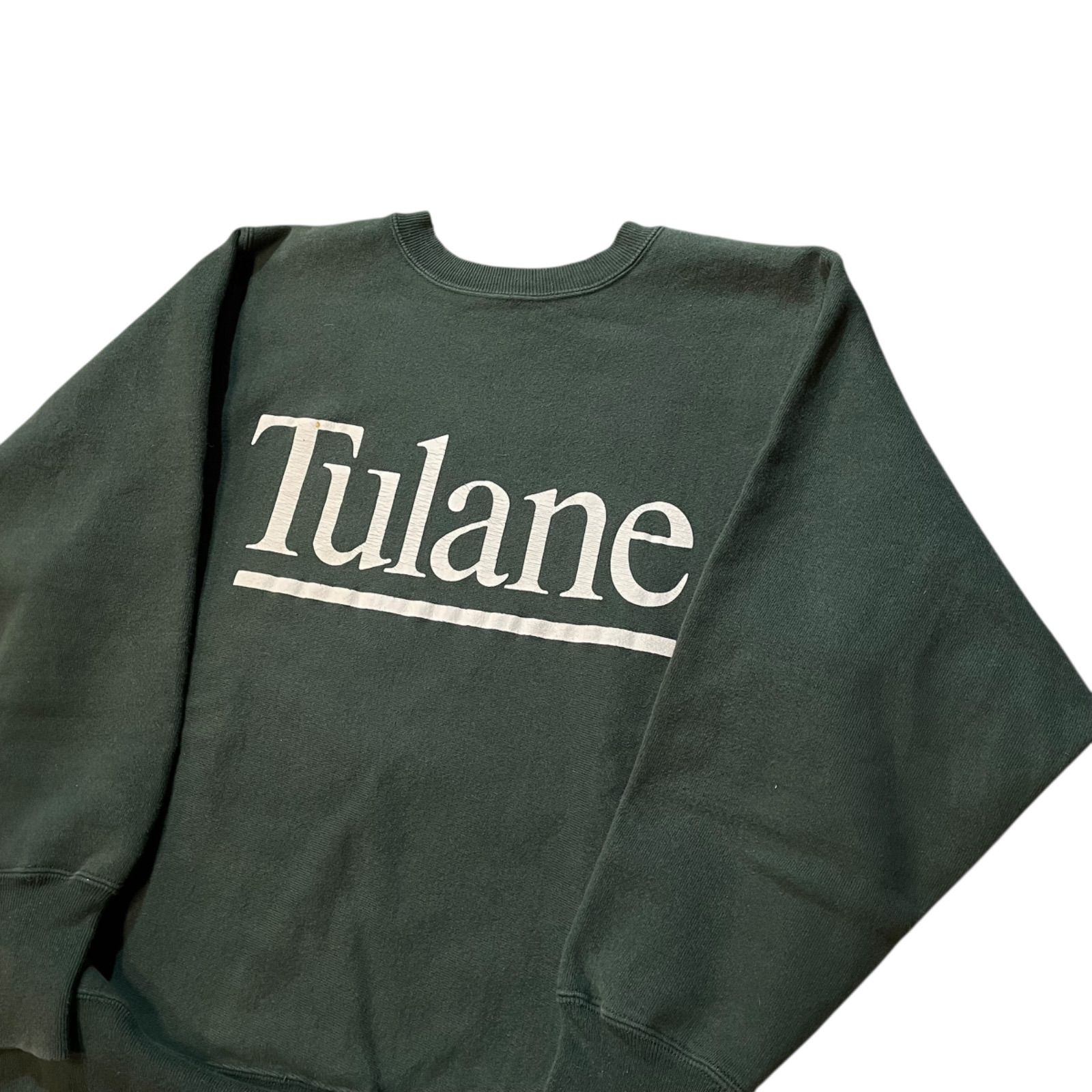 90s Champion R/W “TULANE” Sweatshirt 緑 M チャンピオン リバース 