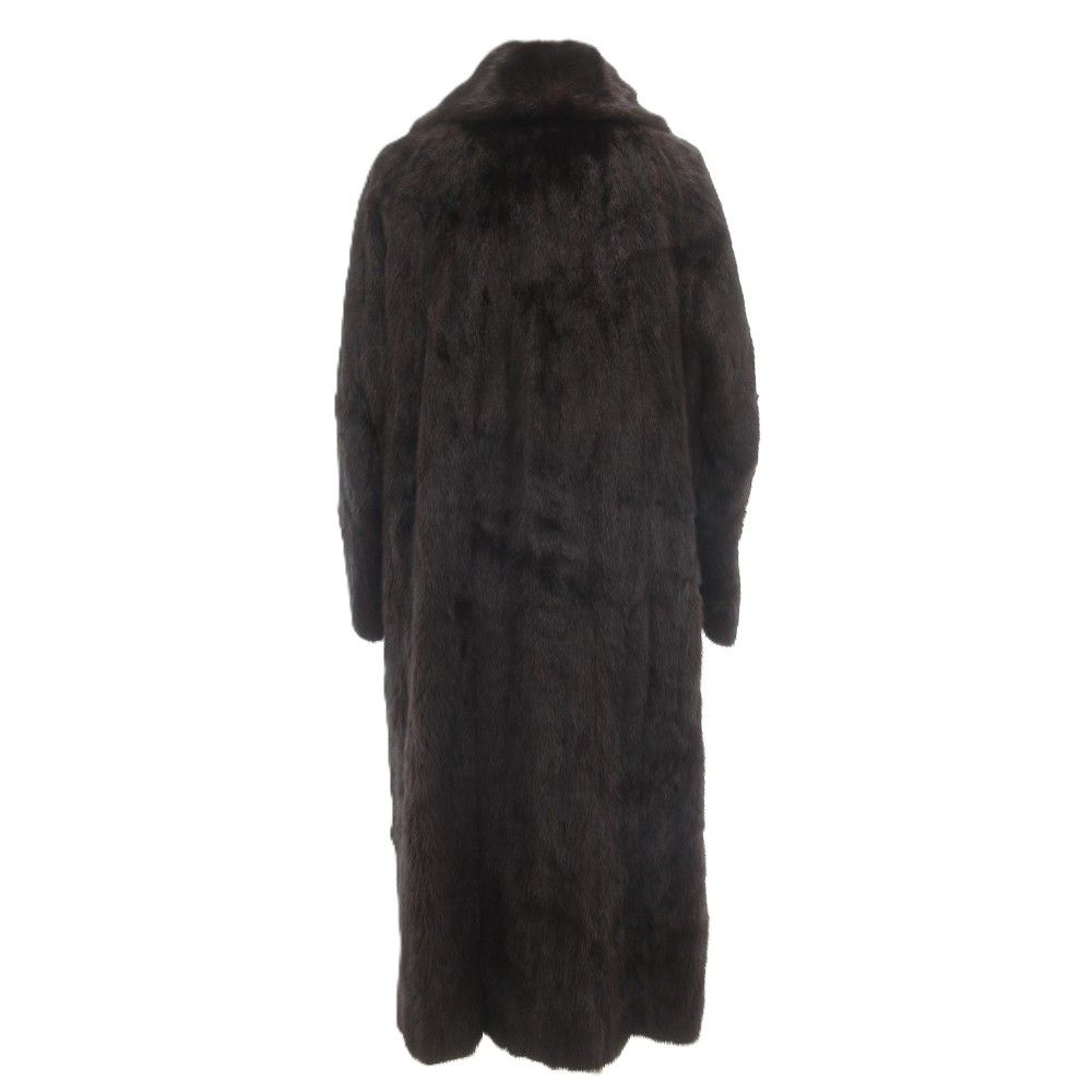 美品　サガミンク　金タグ　金サガ　毛皮　ミンク　ロングコート　ダークブラウン サガミンク SAGA MINK 金サガ ミンクファー ロング コート 毛皮 茶
