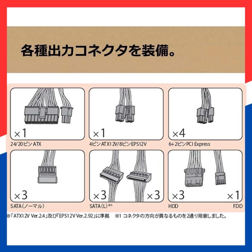 商品 静音ファン PC電源 シルバー PLUS 80 電源 KRPW-AK 750 W|88 ATX W 電源ユニット 玄人志向