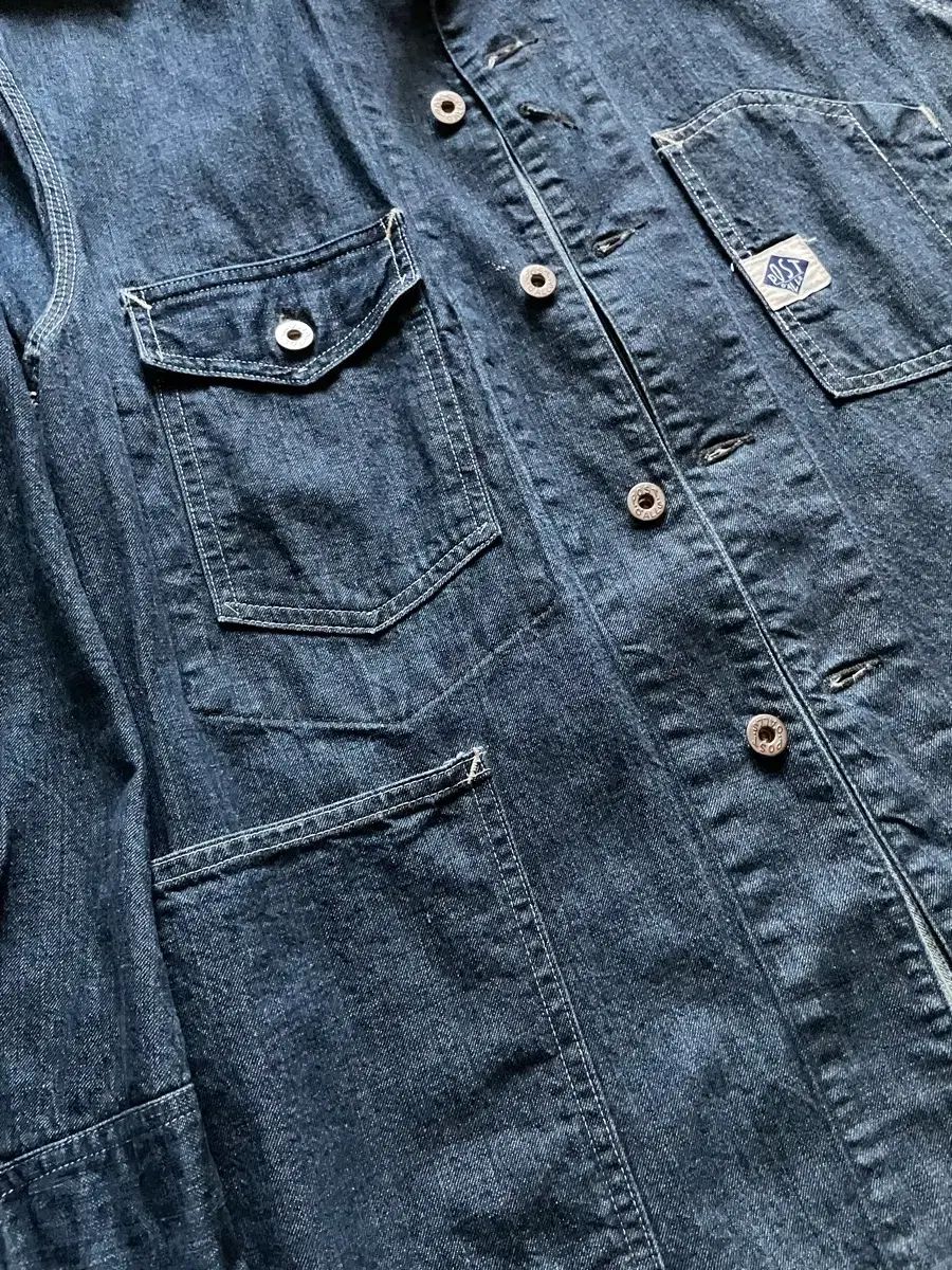 ポストオーバーオールズ デニム カバーオール エンジニア ジャケット