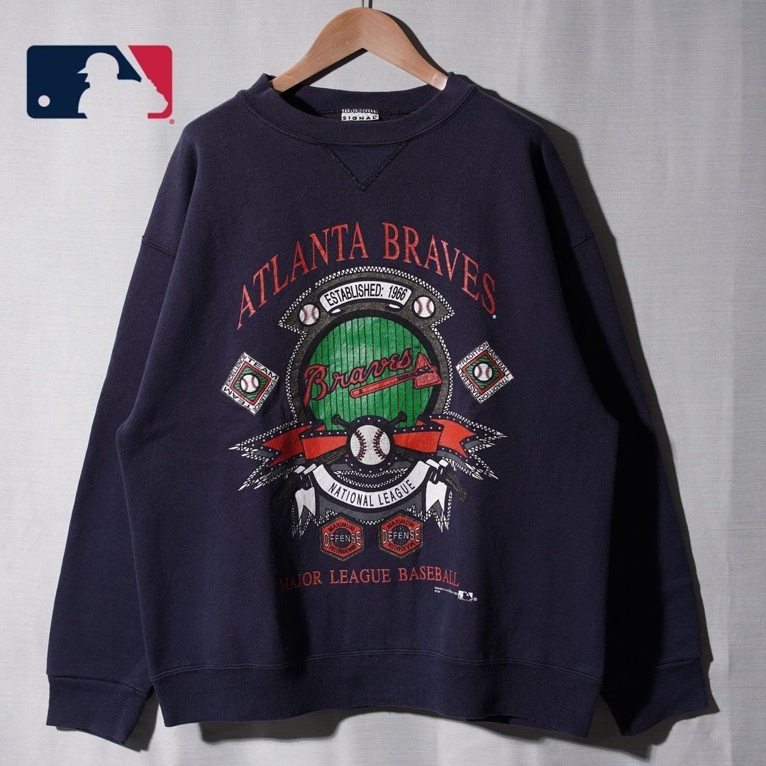 90s USA製 MLB アトランタ ブレーブス スウェット XL ネイビー 1992年
