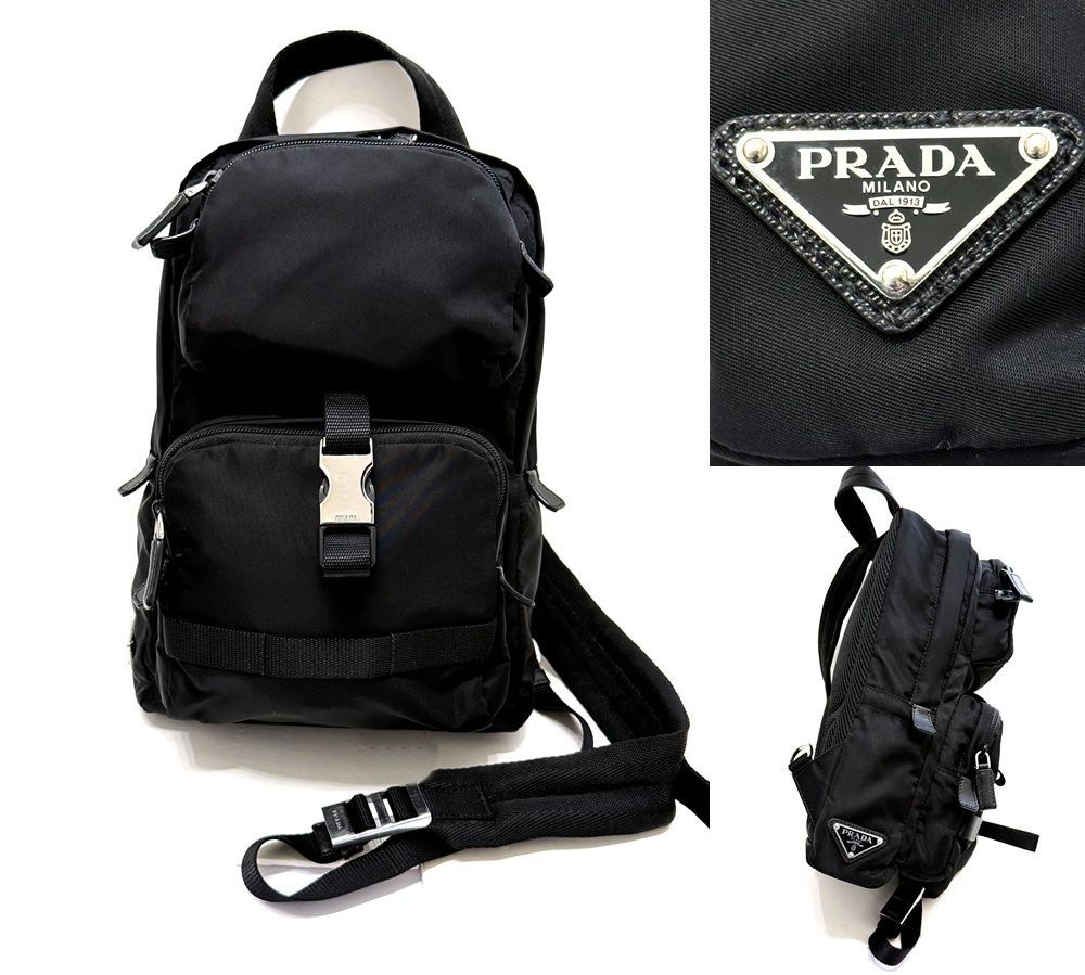 極美品 PRADA プラダ ナイロン サフィアーノレザー ワンショルダー 