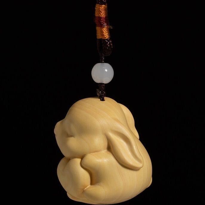 癒される兎 人気新作！極上彫 木彫うさぎ ウサギ 可愛い兎彫刻 柘植材