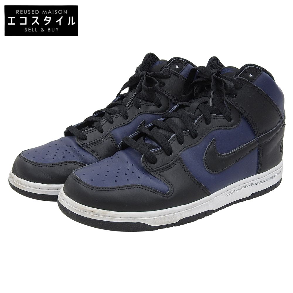 NIKE ナイキ レザー ハイカットスニーカー シューズ メンズ ネイビー