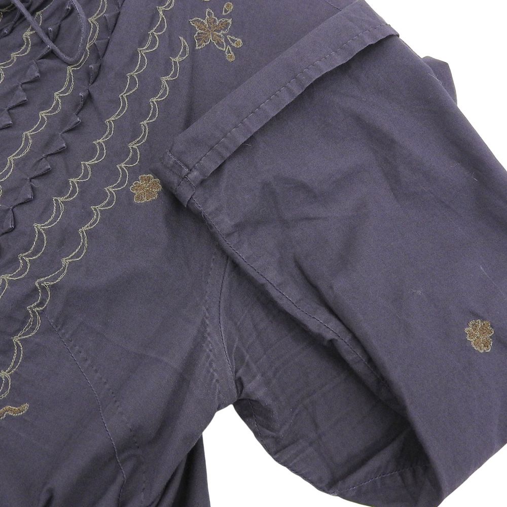 Haat ハート 美品 コットン 刺繍 長袖ワンピース レディース パープル  