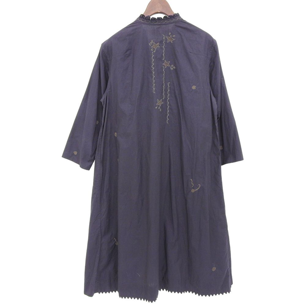 Haat ハート 美品 コットン 刺繍 長袖ワンピース レディース パープル  
