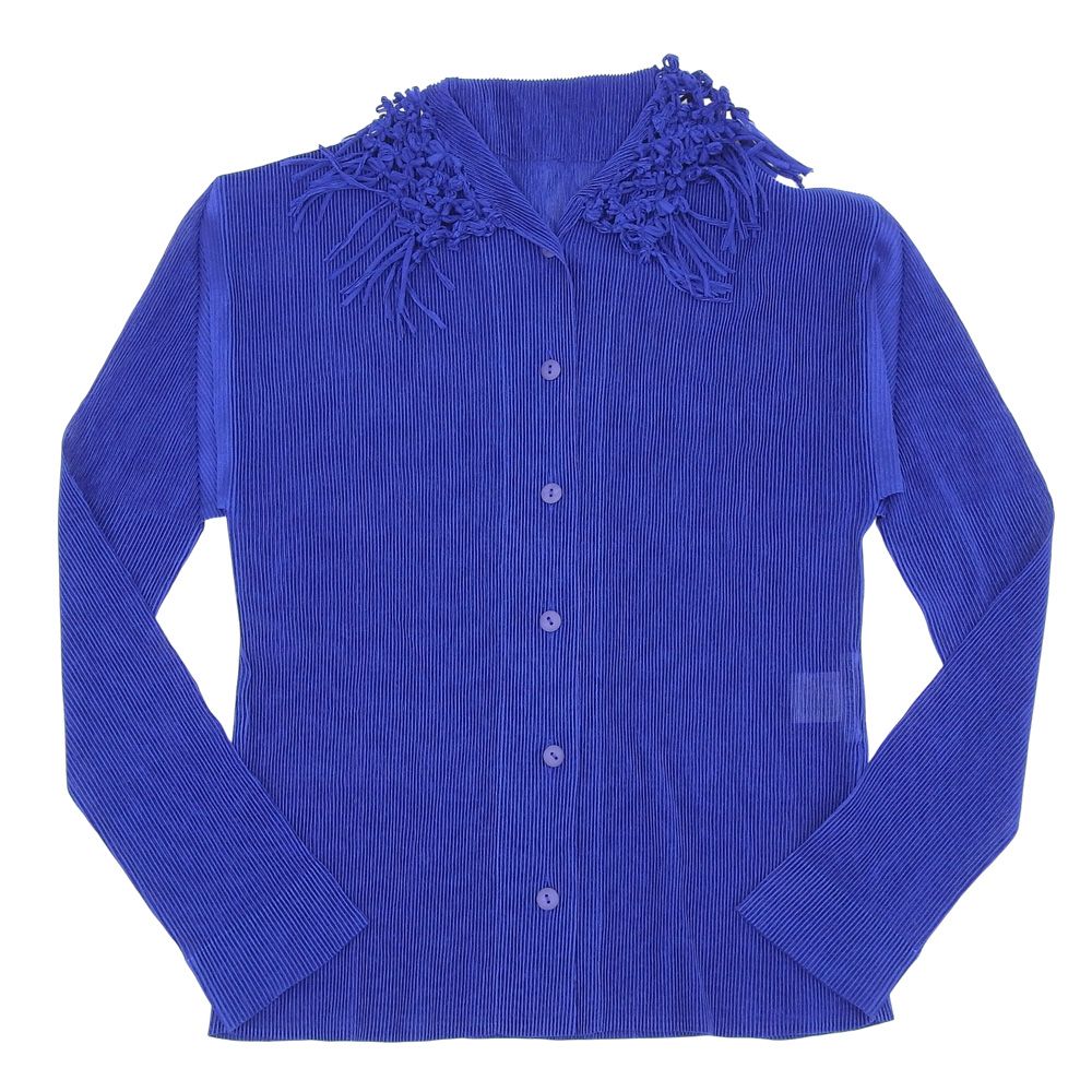 美品 プリーツプリーズ イッセイミヤケ ジグザグ トップス カットソー シアー ISSEY MIYAKE イッセイミヤケ 美品 フリンジカラー プリーツ シアー