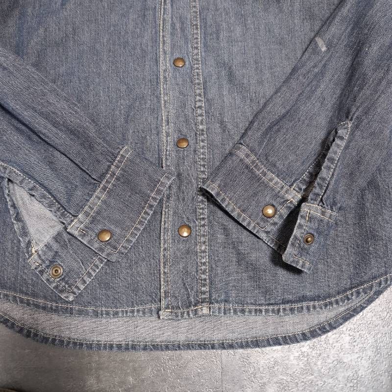 BURBERRY LONDON Denim Shirt Mens M Blue Nova Check Made in Italy