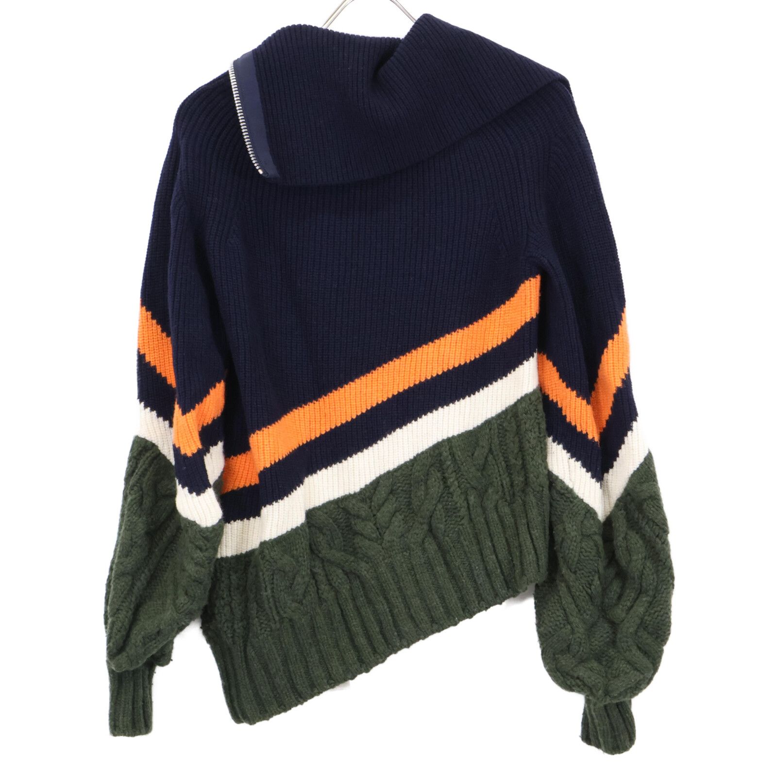 sacai サカイ ﾏﾙﾁｶﾗｰ 19-04631 ｱｼﾝﾒﾄﾘｰ ﾀﾞﾌﾞﾙｼﾞｯﾌﾟ ﾆｯﾄ 1 - メルカリ