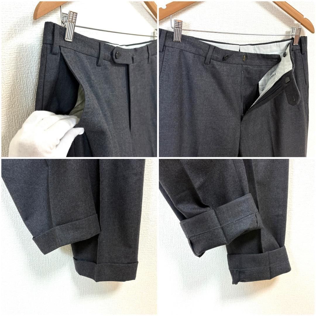 INCOTEX SUPER100's スラックスパンツ 48 ブラックグレー INCOTEX インコテックス スラックス パンツ ウール ツイル SUPER 100's