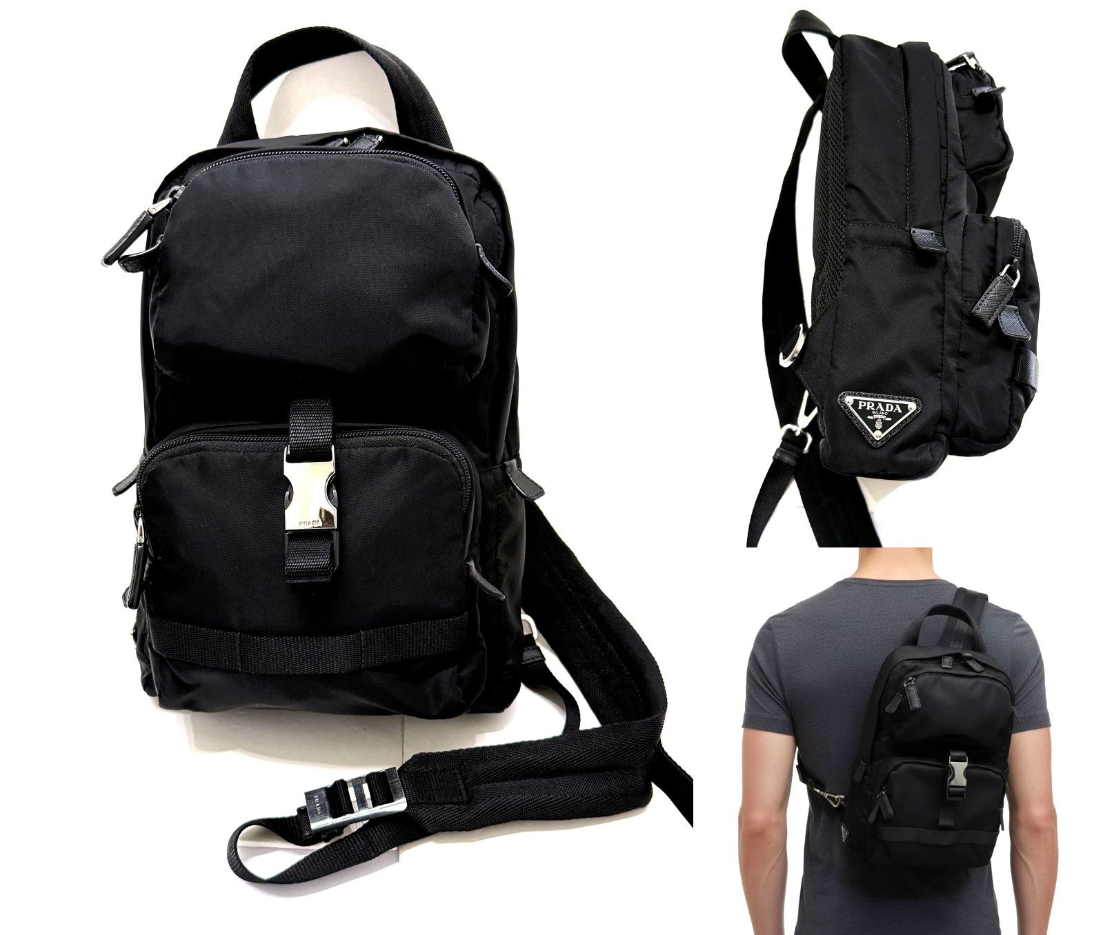 PRADA ブラック ナイロン スリングバッグ 2VZ013 PRADA ブラック ナイロン スリングバッグ 2VZ013 PRADA（プラダ
