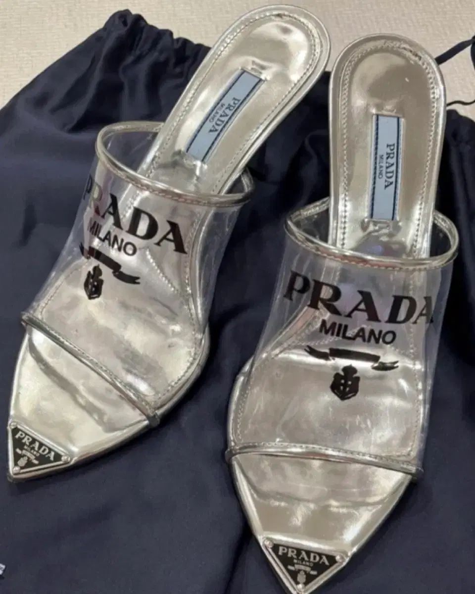 正規品 PRADA プラダ 三角 ロゴ クリア 透明 レディース サンダル