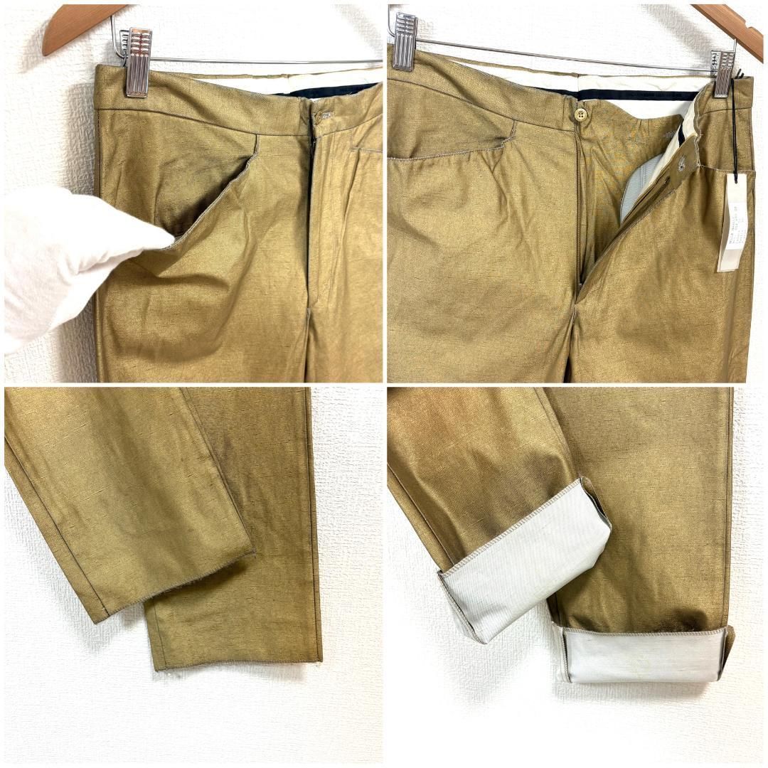 新品タグ付☆アレッサンドロ デラクア コーティングパンツ 48 ゴールド 