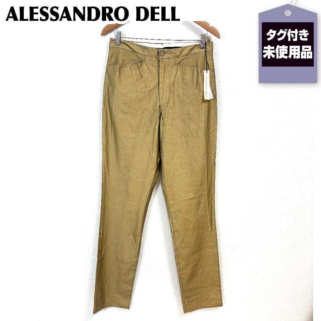 新品タグ付☆アレッサンドロ デラクア コーティングパンツ 48 ゴールド 