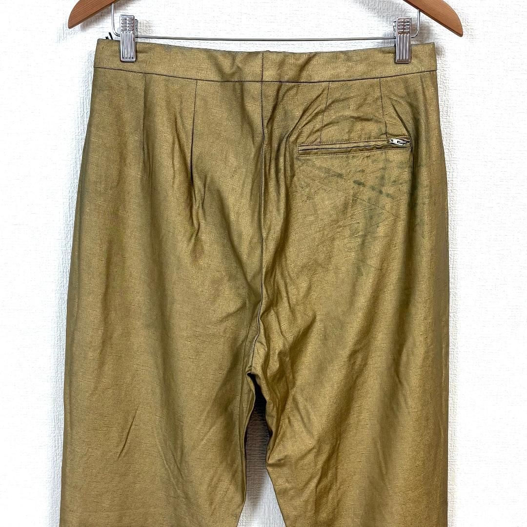 新品タグ付☆アレッサンドロ デラクア コーティングパンツ 48 ゴールド 