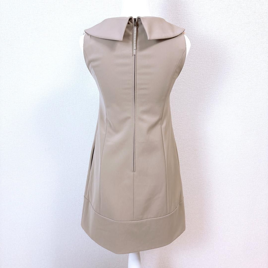 FOXEY ミンク襟付きノースリーブ ワンピース 38 FOXEY❣️ノースリーブワンピース 38 FOXEYNY バイカラーワンピ 38 M