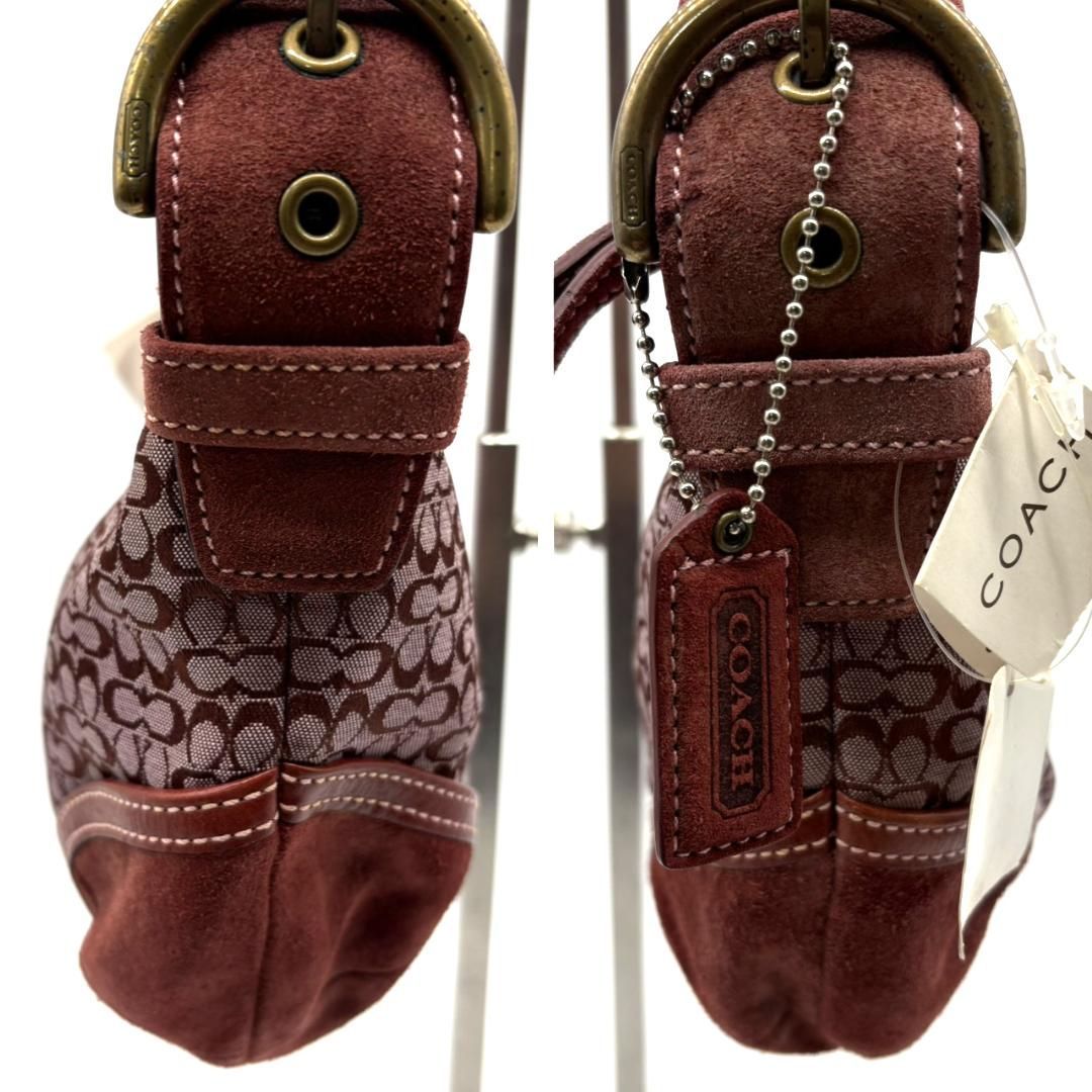 ★極美品 ★コーチ キャンベルレザー ホーボー ワインレッド 美品】コーチ COACH ショルダーバッグ キャンバス ミニシグネチャー