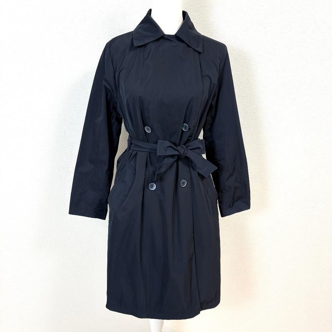 美品】 MaxMara STUDIO ダブルトレンチコート 38 ネイビー 美品】 MaxMara STUDIO ダブルトレンチコート 38 ネイビー