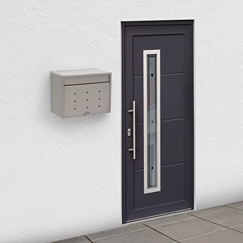 グリーンライフ ポスト 壁掛け 大型 スチール製 大容量 窓付き メール便対応 B 4封筒 角形2号 対応 南京錠取付可 おしゃれ チタングレー FH-70 TGY m