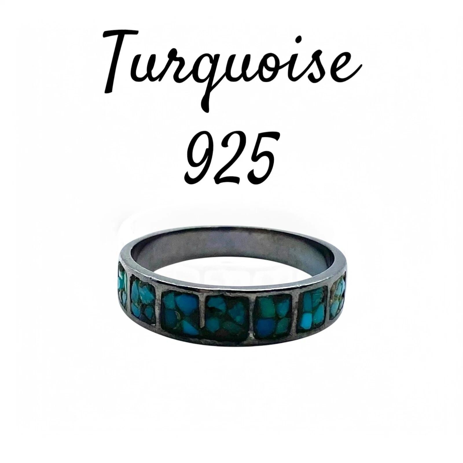 モザイクアート】ターコイズインレイ Silver 925 刻印 Vintage Design